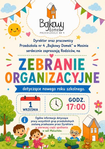 Zaproszenie do „Bajkowego Domku” na zebranie organizacyjne
